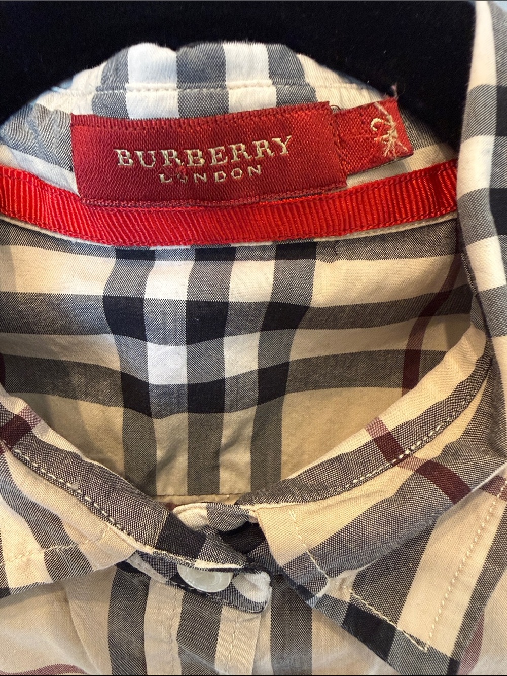 Burberry Beige Black Check Button-Down Sleeveless Shirt - Picture 2 of 5